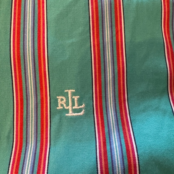 Lauren- Ralph Lauren-Petite striped button down blouse Sz P/Small - Picture 4 of 4
